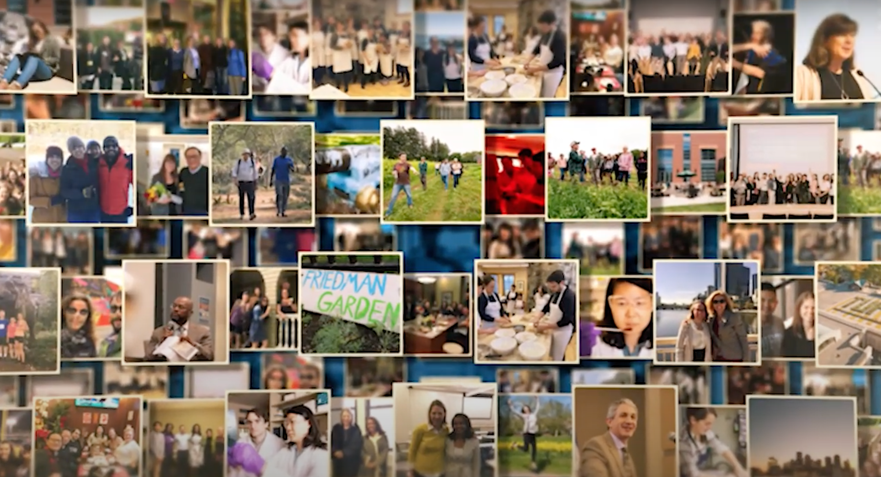 A screenshot of a commencement video featuring a photo collage of photos from the past year