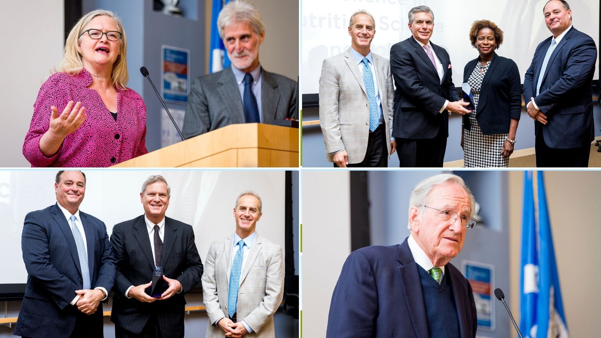 Jean Mayer Prize recipients from the 2018 ceremony: CSPI, Mission: Readiness, Tom Vilsack, and Tom Harkin